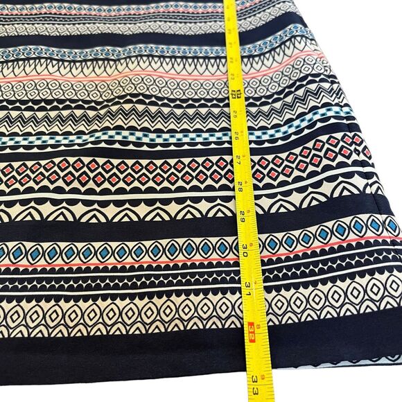 J Crew Women 0 Navy Pink Printed Stripe 3/4 Sleeve Knee Length Shift Dress - Picture 3 of 11